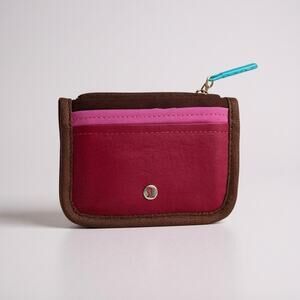 Lululemon True Identity Card Case Pink Burgundy Zip Wallet Coin Purse